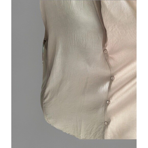 Gold Hawk Silk Blouse Button Front Taupe Size Small - Picture 6 of 10